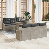Garten Sofa Set 7-Teilig Beige Rattan Garten Sofa Set