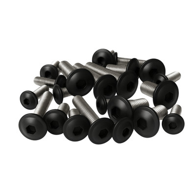Linsenkopfschraube Flansch Edelstahl A2 ISO7380-2 M4-M10 | RAL9005 Schwarz Matt