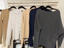 Banana Republic, Set Of 5 Sweaters, Gray, Navy, and Camel, Size Small