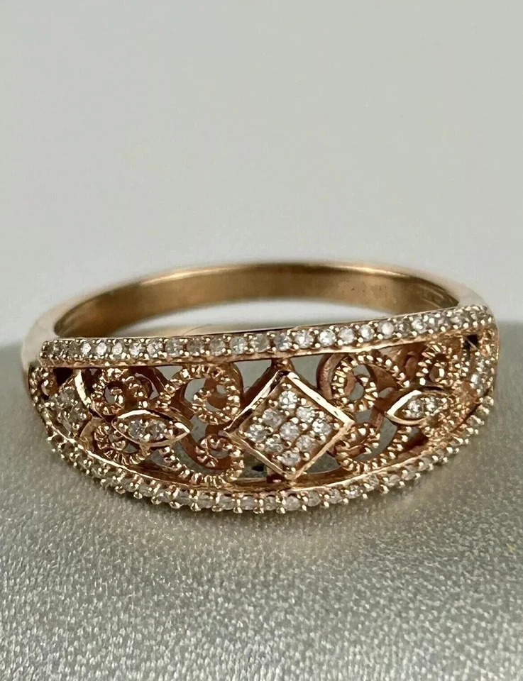 1 Ct Round Cut Lab Created Diamond Half Eternity Band Ring 14k Rose Gold Plated - Image 3 of 4