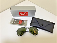 Ray-Ban Sunglasses RB 3025 W3361 Aviator Matte Black Green 58mm w/case