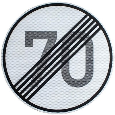 StVO Verkehrszeichen RA2 Nr 278-70 ENDE 70 km/h Verkehrsschild Schild RAL RSA-21