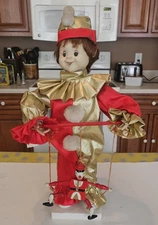 Vintage Animated Telco Motionette Jester Marionette w/ Tags 22" Christmas Works!