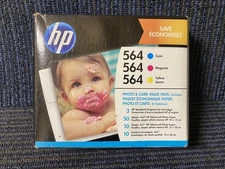 HP 564 Ink Cartridge C/M/Y Photo & Card Value Pack  - 50 Sheet Paper Kit 4/23