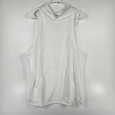 Coofandy White Sleeveless Hoodie Shirt Athletic Workout Men's Size Medium NWT
