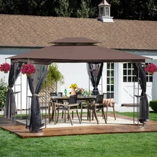 13x10 Gazebo: Ventilated Double Roof & Mosquito Net