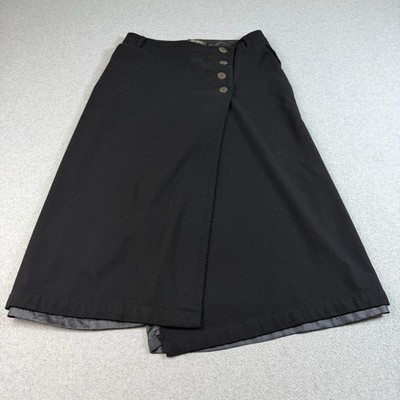 Eddie Bauer Skirt Women 14 Tall Black Wool Maxi Wrap Long Lined Pockets Heritage