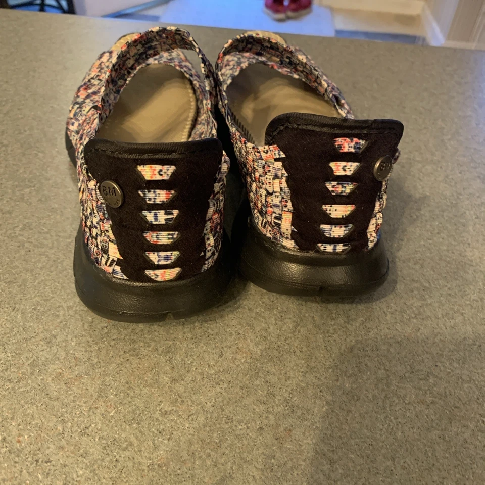 Bernie Mev Multi Color Fabric Slip On Mary Jane Wedge Ballet Women Shoe Size 9 - Image 4 of 4