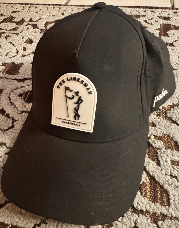 palm. The Linksman California Golf Hat Black Perforated Unisex Sports Logo