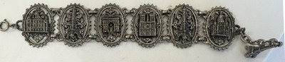 Vintage French Silver Filigree Paris Landmark Souvenir Bracelet 7 1/4''