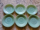 Fire King Jadeite Green Jade Glass Saucers - Ribbed 5.5" Ovenware USA - LOT OF 6