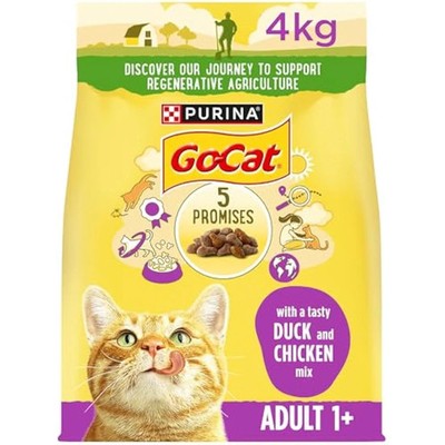 GO-CAT Adult Huhn und Ente Katzentrockenfutter 4 kg, 2er Pack