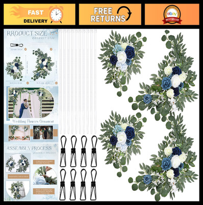 Set of 4 Artificial Flower Swags for Wedding Arch Decor - Faux Floral Arrangemen