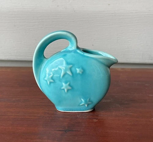 Vintage Shawnee Ceramic Mini Miniature Pitcher 2 3/4" Turquoise Star