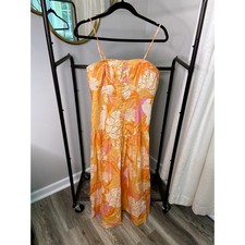 NEW Farm Rio Linen Blend Strapless Drop-Waist Maxi Dress size M medium