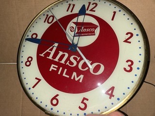 Vintage 1950's Ansco Film advertising clock Lighted Pam Clock Sign