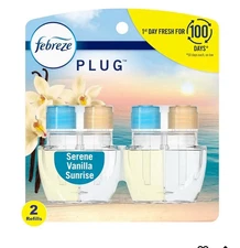 3 PK - Febreze Odor-Fighting  Plug Refills- Serene Vanilla Sunrise / 6 Total pc