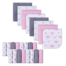 24 PCS Baby Washcloth Extra Soft Absorbent Towel 9x9 Inch Pink Elephant