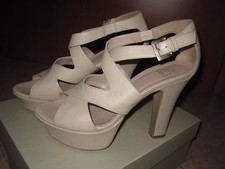 WOMENS LEATHER PLATFORM COMFORTABLE HEEL SANDALS SHOES IVORY NO. 39 JANET&JANET
