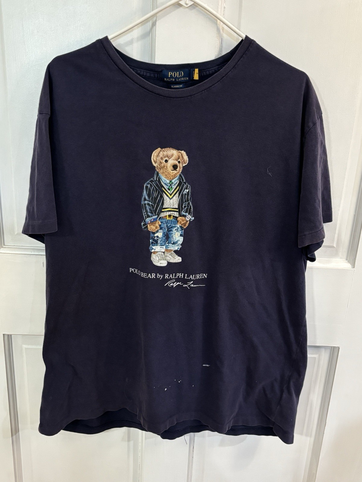 Polo Bear Ralph Lauren Navy Blue T-Shirt  Men ~ XL *blemish