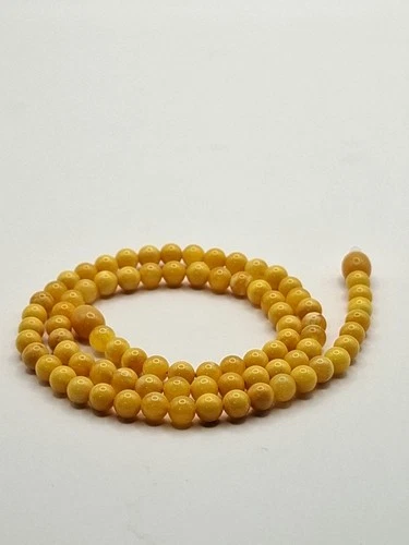 Vintage Genuine Baltic Amber Stone Round Beads Egg Yolk Butterscotch Neckclace