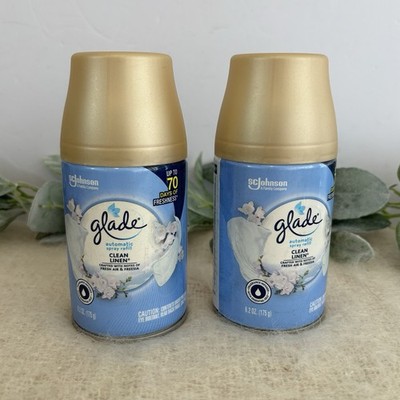 Glade Automatic Spray Refill Clean Linen 2x 6.2 Oz Cans SC Johnson Fragrance 