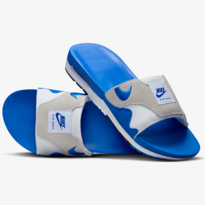 Nike Air Max 1 Slide Slippers White Royal Blue FJ4007-100 