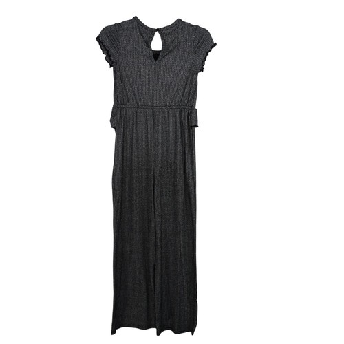 Art Class Metallic Black Wide Leg Jumpsuit Ruffle Girls Size S Keyhole Back - Picture 4 of 8