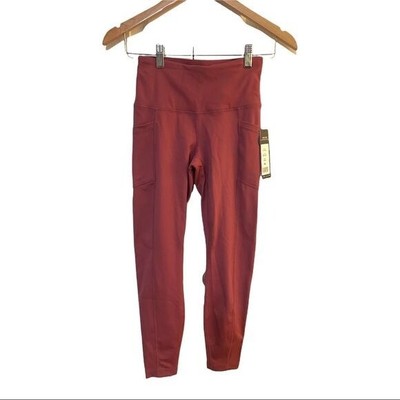 NWT Yogalicious Leggings Rose Clay Hi Rise Side Pockets Ankle Length Size XS