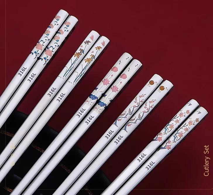 Stainless Steel Chinese Chopsticks Spoon Fork Cutlery UK SELLER