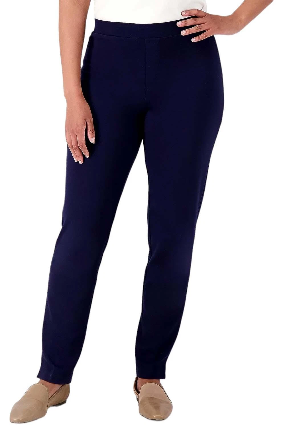 Pantalon à enfiler Susan Graver Everyday Reg Supreme tricot jambes fines bleu marine