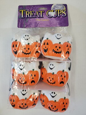 Vtg 6 Halloween Blow Molds Candy Container Pail Jack O Lanterns Ghost New In Pkg