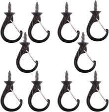 10 Pack Black Metal Safety Windproof Cup Ceiling Hooks Screw Hooks for Hanging P