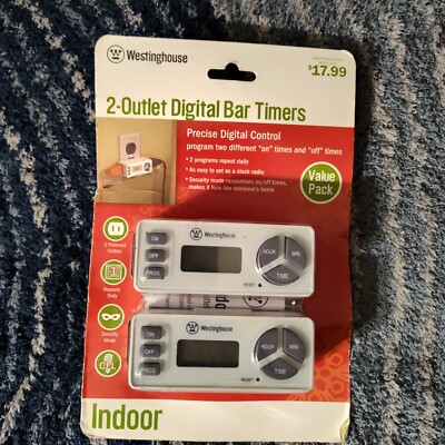 2 Westinghouse 2 Outlet Digital Programmable Bar Timer