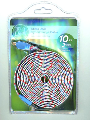 Micro USB Adapter 10 Foot 2.0 Sync Charge Cable Multi Colors Tech Stuff
