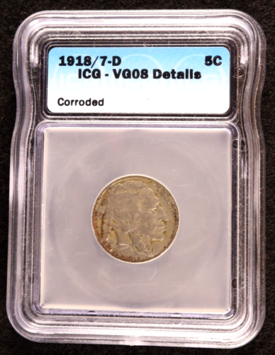 1918/7-D Buffalo Nickel VG08 Details w/Corr-Slabbed Key Overdate-ICG Certified! - Picture 1 of 24
