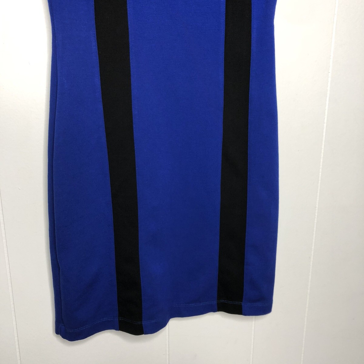 blue bodycon dress forever 21 FOREVER21 Bodycon Dress Womens Size Small Fitted Off Shoulder Blue Black  Stretch
