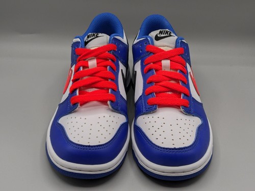 Nike Dunk Low Bright Crimson White Game Royal Blue Shoes Size 4.5Y CW1590-104 - Picture 2 of 8