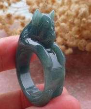 Certified Green Burma 100 Natural A JADE Jadeite Cat RING USA. 10      659404 TN
