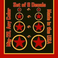 8 Mig-28 aggressor roundels TopGun Star in Circle Waterproof Stickers Russia