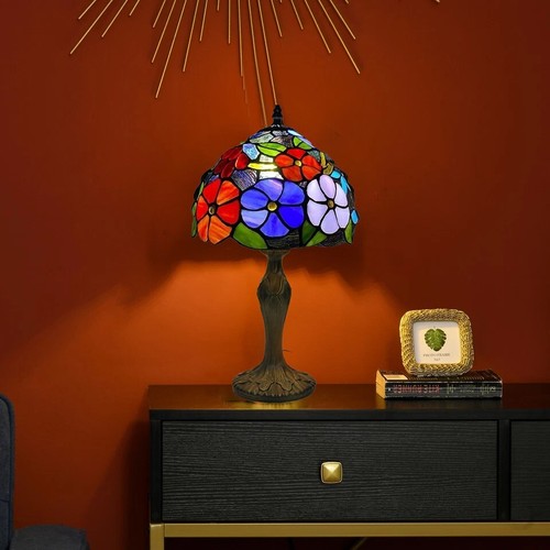 Tiffany Stained Glass Table Lamp, Handmade Antique Bedside Lamp - Picture 3 of 11