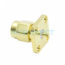 10pcs SMA 4 Holes Panel Mount Plug Male Solder Terminal RF Connector Goldplated