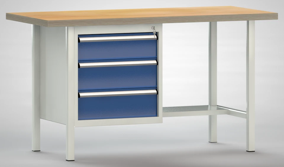 KLW KARL LUTZ GMBH & CO. KG Werkbank 1500x700x840mm 3 Schubladen Werkstatt Arbeitstisch Montage Industrie