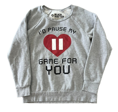 Gamer Sweatshirt Womens Small Gray Fleece Black Matter Funny Grunge Gift