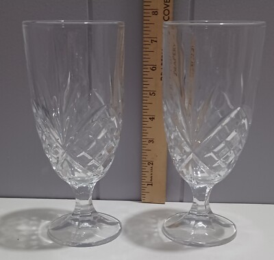 Set/2 Godinger Dublin Shannon Crystal Footed Ice Tea Goblet Stemware 