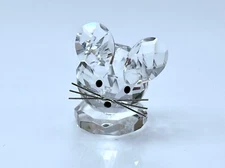 EXC! Swarovski Crystal Mouse Figurine w/ Silver Leather Tail 1"W x 1.5"H