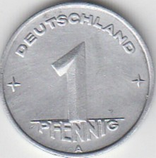 DDR 1 Pfennig 1950 A aus dem Umlauf