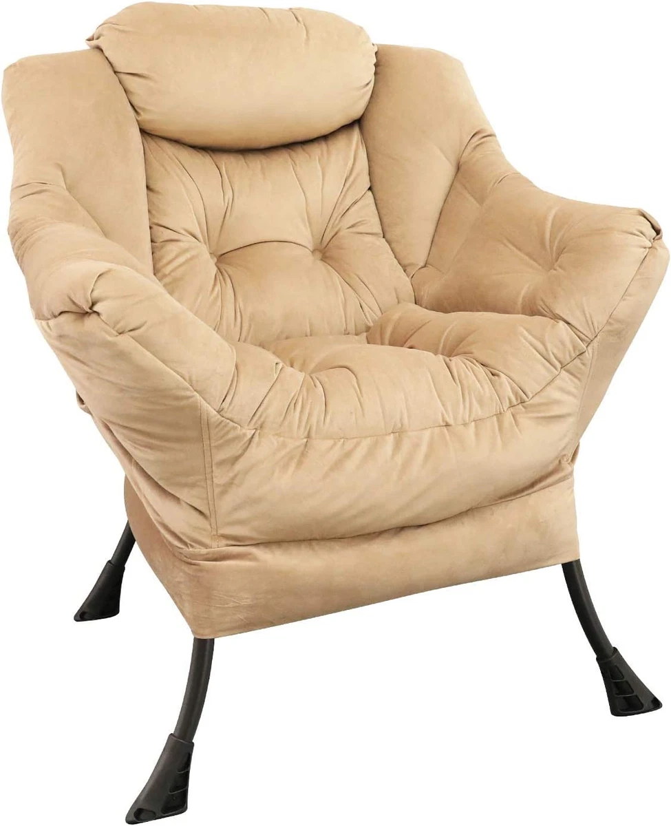 GOLDSUN Velvet Fabric Accent Chair Lazy Reclining Armchair with