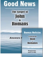 GOOD NEWS: JOHN & ROMANS - ANSWERS FOR LIFE BOOK - BUNDLE OF 10 - ENG OR SPANISH
