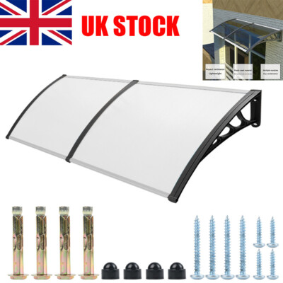 Window Door Awning Canopy, UPF 50+ Polycarbonate Entry Door Outdoor Window Awning Exterior Front Door Overhang Awning